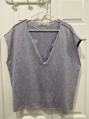 Free People Light Lavender Slub V-Neck Sleeveless Knit Tank